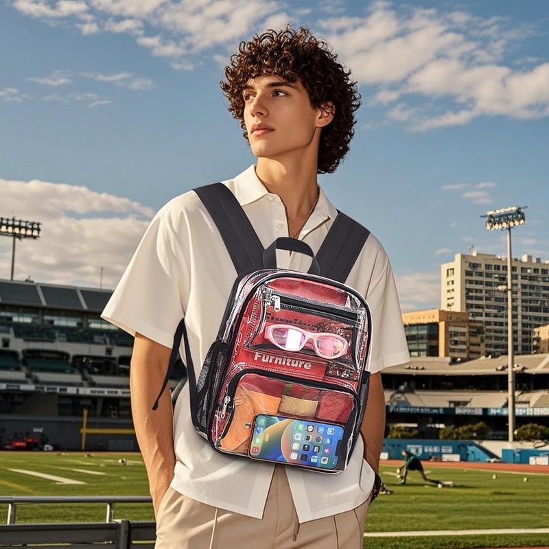 MAYTREE Clear Backpack Stadium Approved for Women and Men, Clear Bag for Stadium Events, Transparent bag for Concert Sporting Festival, Black - Image 5